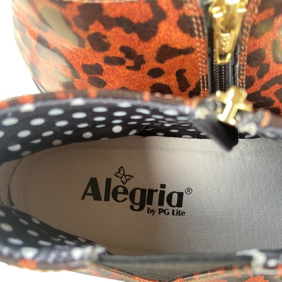 Alegria Boots Ankle Climatease Leopard Print Brown and Black Rainboot Size 37 - Picture 11 of 12